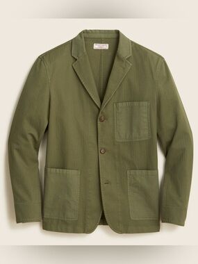 Wallace and Barnes Chore Blazer Jacket Green G6710 Cotton Linen Retro Barn Prep